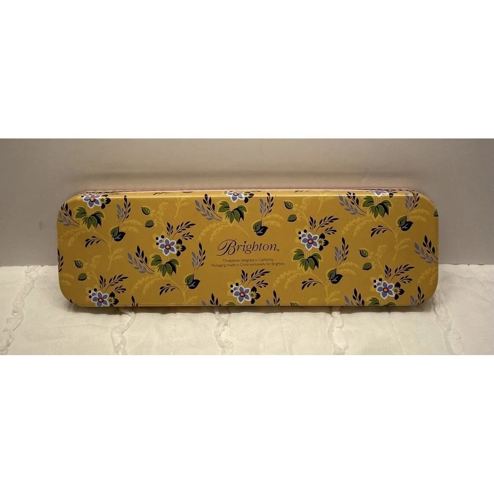 Brighton Pink Floral Paisley Decorative‎ Rectangular Jewelry Tin Gift Box 9x2.5